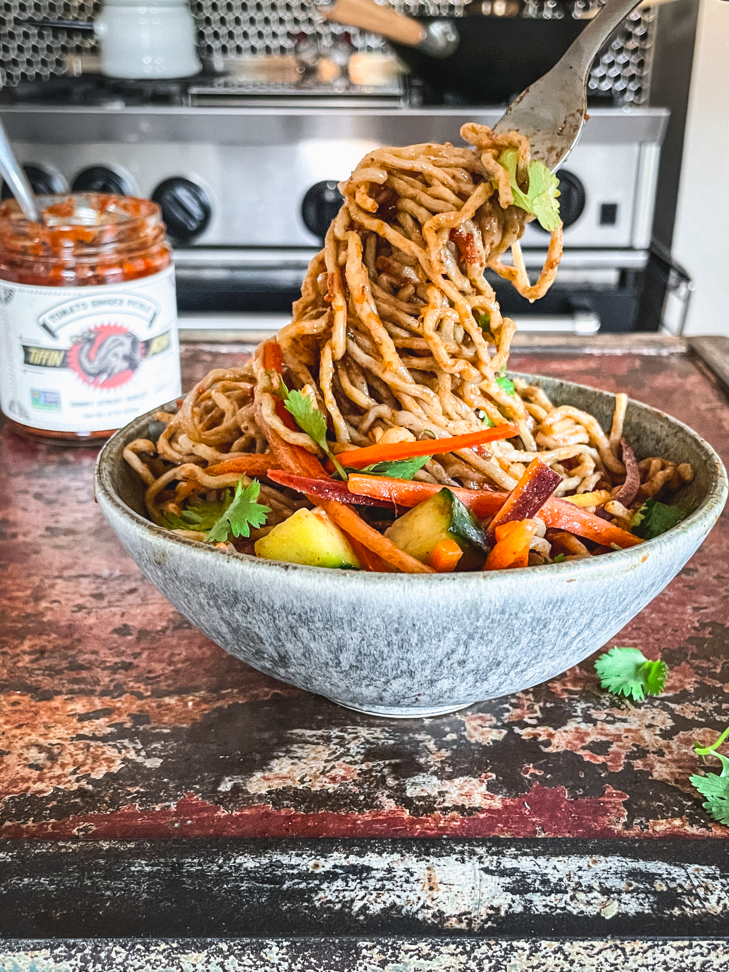 Stir Fried Sweet & Spicy Noodles with Peanuts